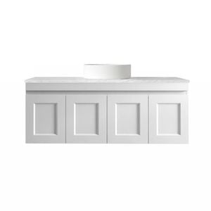 Attica Hamptons Shaker 1200mm Matte White Vanity With Carrara Stone Top 