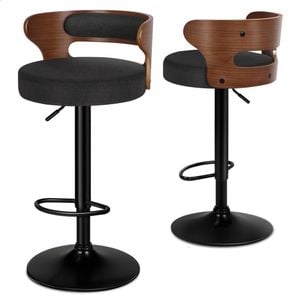 ALFORDSON Set of 2 Bar Stool Kitchen Swivel Chair Wooden Linen Fabric Ramiro Black