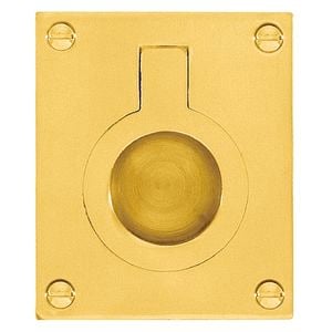 Delf 37mm x 50mm Polished Brass Flush Ring Pull
