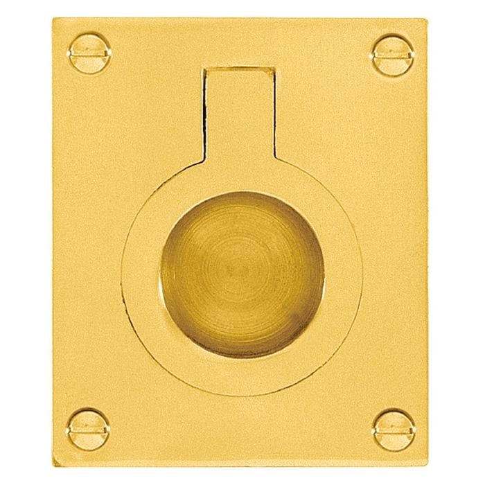 Delf 37mm x 50mm Polished Brass Flush Ring Pull