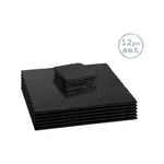 Argon Tableware 12 Piece Square Slate Placemats & Coasters Set - Dinner Table Serveware - Padded Feet - Grey