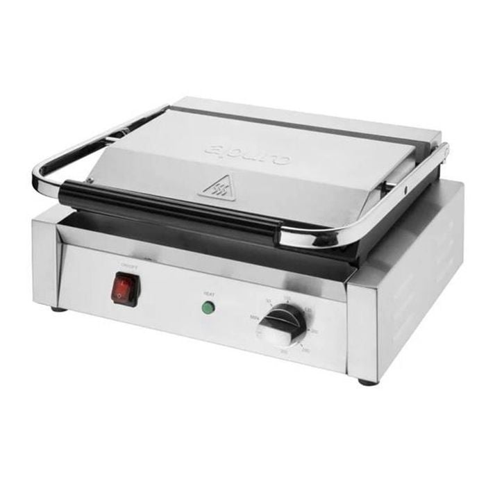 Apuro Bistro Large Ribbed Contact Grill Cu602-a 210x380x395mm Commercial Kitchen Cooking Equipment