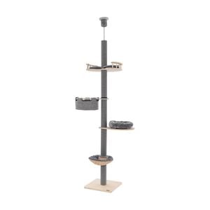 Costway 2.3-2.7m Cat Scratching Post Cat Tree Tower Height Adjustable Grey