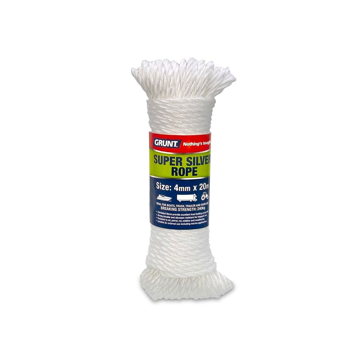 Grunt 4mm x 20m White Super Silver Rope - Bunnings New Zealand