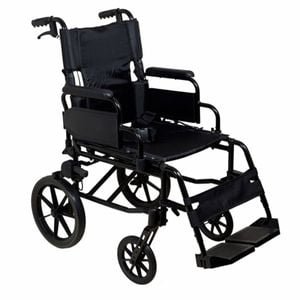 Safety and Mobility Lightweight Aluminium Transit Wheelchair Black Frame