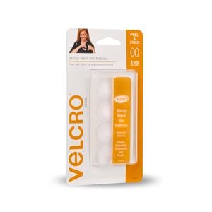 VELCRO® Brand White Ovals Sticky Back for Fabrics - 8 Pack