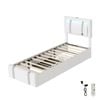 Levede Adjustable Headboard LED PU Leather Bed Frame with USB and 2 Drawers - Single
