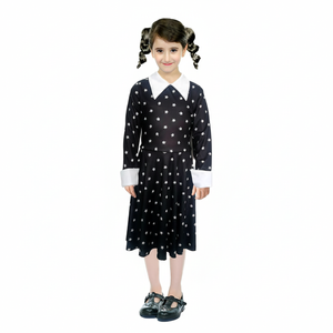 More Than Party Kids Girls Wednesday Dress Costume Long Sleeve Goth Star 6-9y