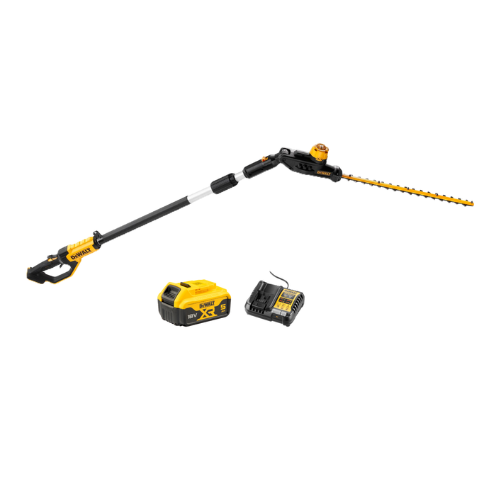 DeWALT 18V XR Cordless Pole Hedge Trimmer 5.0Ah Kit DCMPH566P1-XE