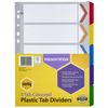 Marbig Manilla Plastic Tab Dividers A4 (Coloured) (5 Tab)