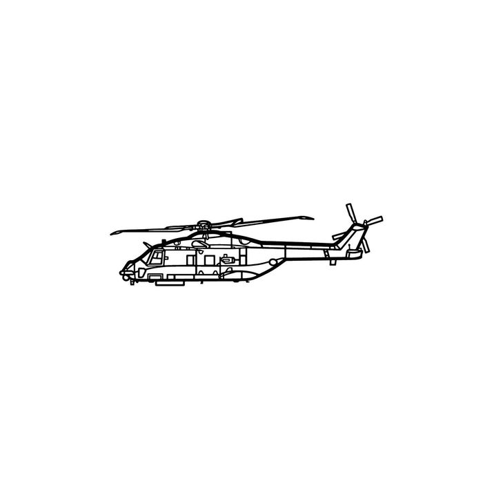 Ignite Laser NH90 NFH 2013 - Modern Naval Helicopter Silhouette Metal Wall Art Rustic Metal 15.7 inch - 40 cm