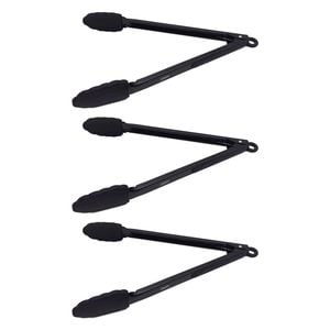 3PK Bialetti St. Clare Silicone & Stainless Steel Tongs Cooking Utensil Black
