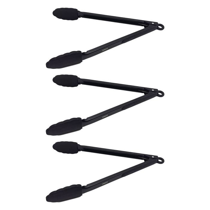 3PK Bialetti St. Clare Silicone & Stainless Steel Tongs Cooking Utensil Black