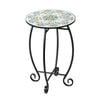 Catzon Side Table with Relief Ceramic Tile Tabletop & Metal Frame