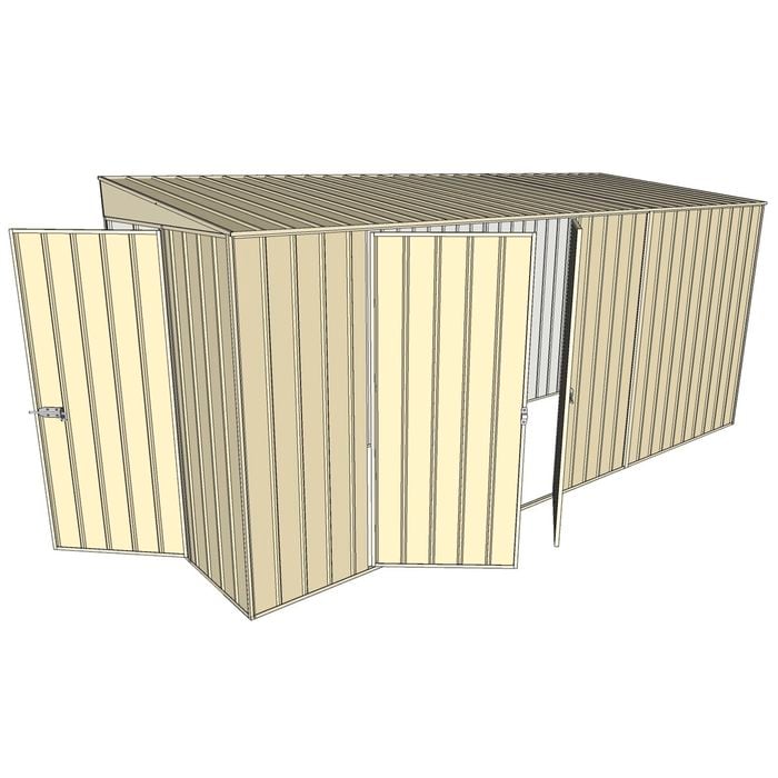 Build-a-Shed 1.5 x 4.5 x 2m Hinged Door Tunnel Shed With Hinged Side Door - Cream