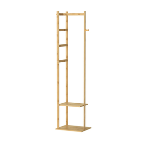 P&P Brown Slim Bamboo Coat Rack With Ladder Shelves And Hanging Bar