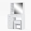 Dressing Table Set Makeup Dresser with Slide Mirror and Stool Vanity Desk Hiden Storage Lockable Drawer White