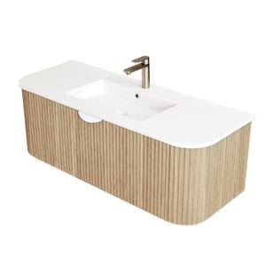 CIBO 1200mm White Oak Ripple Luxe Vanity With Ceramic Top & Integrated Basin