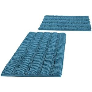 Smarcute 2 Pieces - 50cm x 81cm & 43cm x 61cm Non-Slip Chenille Bath Mat Rug Turquoise