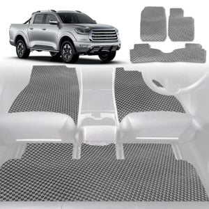 6D Diamond Car Floor Mats for GWM Haval Great Wall Cannon Ute 2019-Current-Full Set-Grey-Outback GT