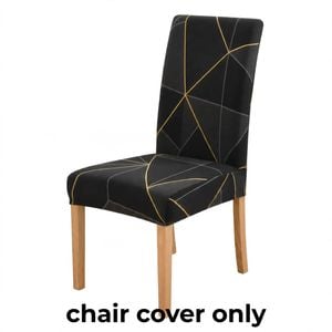 Anyseat Chair Cover Black Gray Geometric Line Print Elastic Slipcover Dining Decor