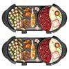 SOGA 2 Pack Rectangular 2-in-1 Electric BBQ Grills with Built-In Divided Hot Pots