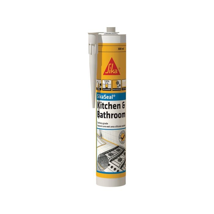Sika 300ml Almond Ivory SikaSeal Kitchen And Bathroom Silicone Sealant