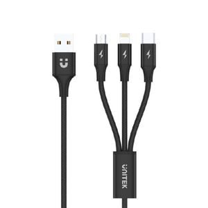 UNITEK 3-in-1 USB-A to USB-C / Micro USB / Lightning Multi Charging Cable 1.2m (C14049BK)