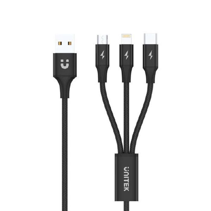 UNITEK 3-in-1 USB-A to USB-C / Micro USB / Lightning Multi Charging Cable 1.2m (C14049BK)