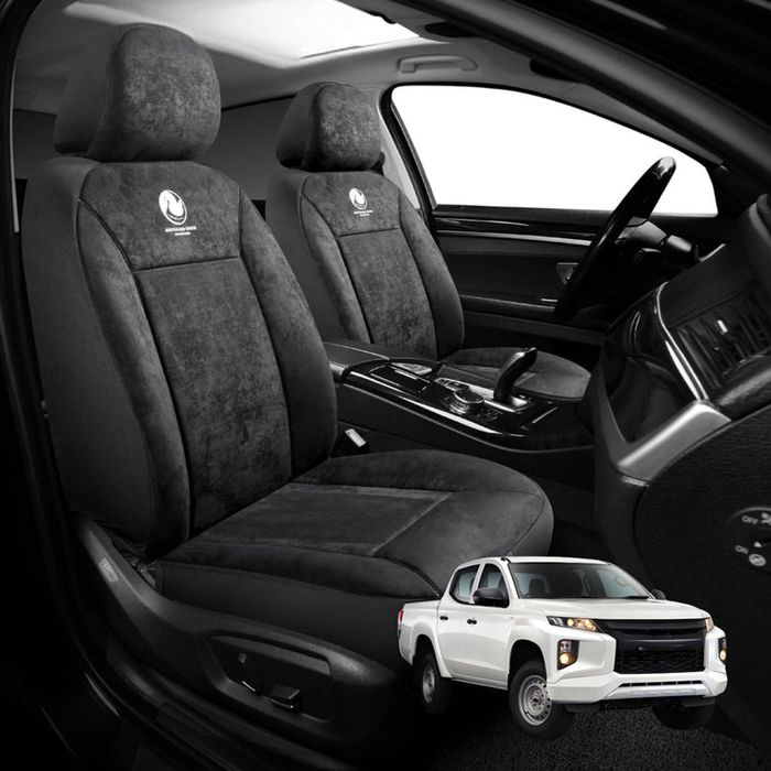 Australian Goose Edition Front Seat Covers for Mitsubishi Triton Club Cab 2015 - 2023 (MQ MR) - Suede, Universal Fit - Black