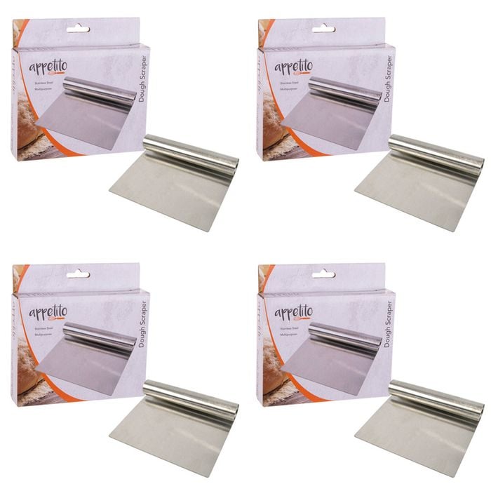 4PK Appetito Stainless Steel Dough Scraper Home Kitchen Cooking