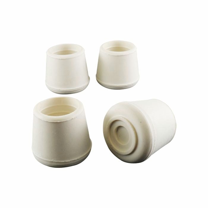 Surface Gard 22mm White Round External Rubber Chair Tips - 4 Pack