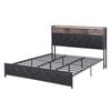 Artiss King Bed Frame With Led Lights And Storage Headboard Charging Station