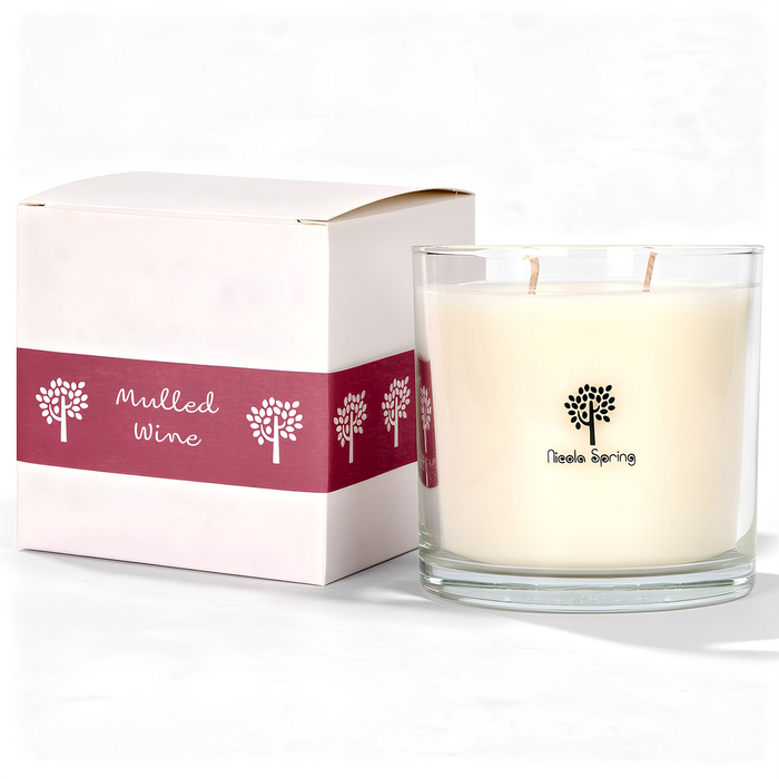 Nicola Spring 400g Soy Wax Scented Candle - Mulled Wine - 45 Hour Burn Time Relaxation Aromatherapy Gift Ready Jar Candle
