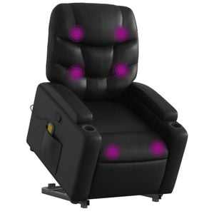 vidaXL Stand up Massage Recliner Chair Armchair Single Sofa Black Faux Leather
