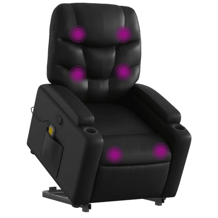vidaXL Stand up Massage Recliner Chair Armchair Single Sofa Black Faux Leather
