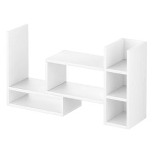 Ufurniture Desk Bookshelf with Storage 3-Tier Display Rack with Locking Bolts Corner Book Shelf for Home Office, White