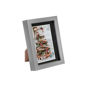 Nicola Spring Acrylic 3D Box Photo Frame with 4" x 6" Mount - 5" x 7"  - Grey