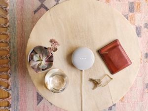 Google Mini in the living room being used