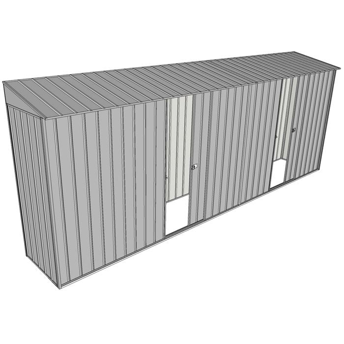 Build-a-Shed 0.8 x 5.2 x 2m Skillion Shed with Dual Single Sliding Side Doors - Zinc