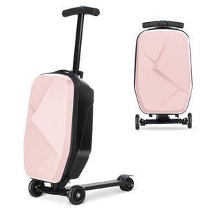 Advwin 2-in-1 Kids Foldable Scooter Suitcase Ride On Luggage with Wheels Kids Pink