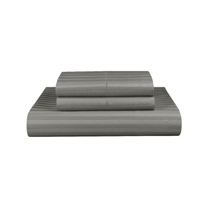 Dreamfields Double Grey 1000TC Microfibre 1cm Stripe Soft Quilt Doona Duvet Cover Set