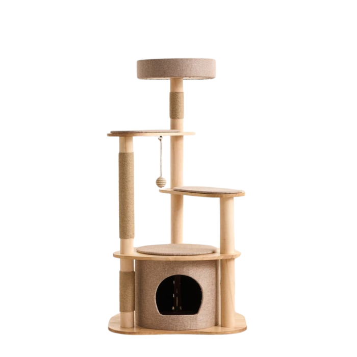 Four-Level Solid Wood Cat Tree