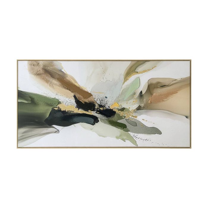 Urban Style Brushmarks Embellished Canvas Abstract Painting Decor Green 1425mm