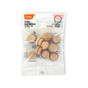 Taskmaster 12.7mm Timber Cover Buttons - 10 Pack - 12.7mm