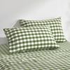 Dreamaker Lola Washed Cotton Yarn Dyed Gingham Standard Pillowcase Olive Twin Pack