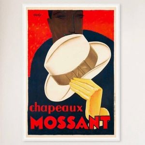 Galrie Chapeaux Mossant Vintage Advertising Poster Art Print by Olsky 1928 Décor, White Frame, 70 x 100cm (28 x 40inch)
