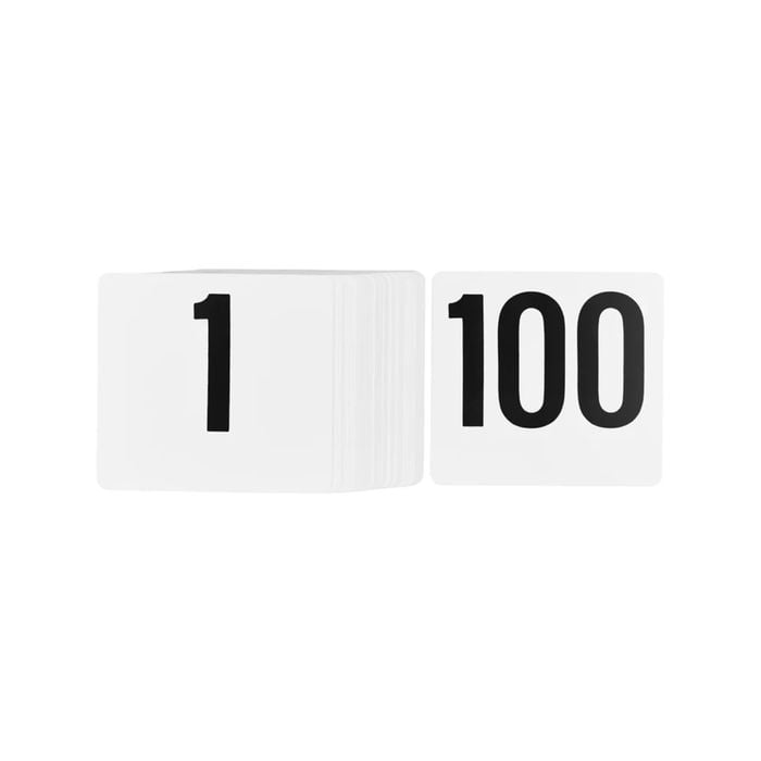 Trenton Table Numbers - Black Number on White - 1-100