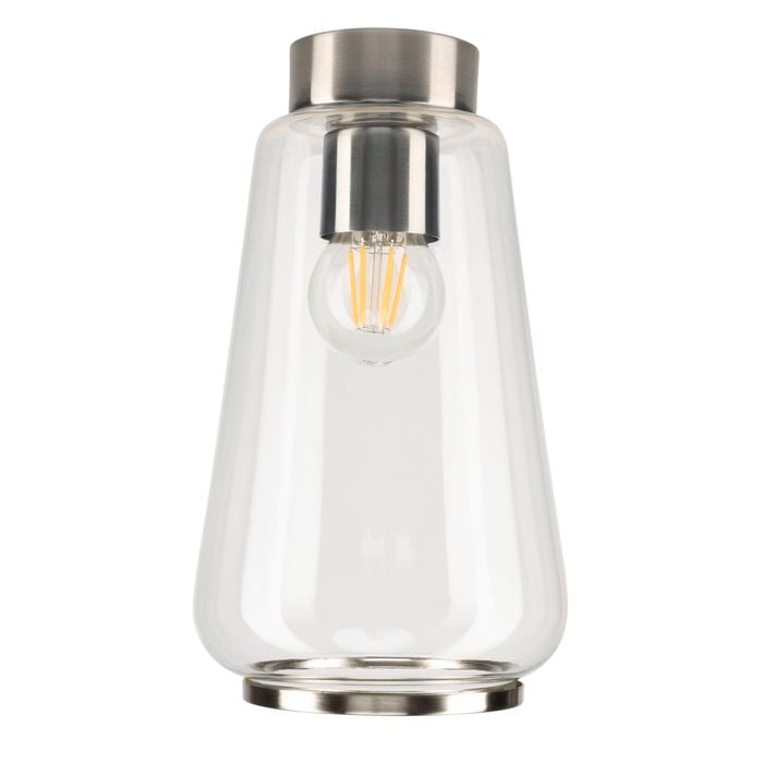 Brilliant 16 x 28cm Pepe Glass With Brushed Chrome Batten Fixture