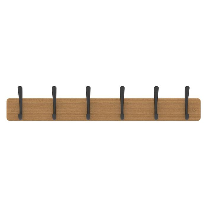 Mode 6 Black Hooks On Bamboo Board Hat And Coat Rack